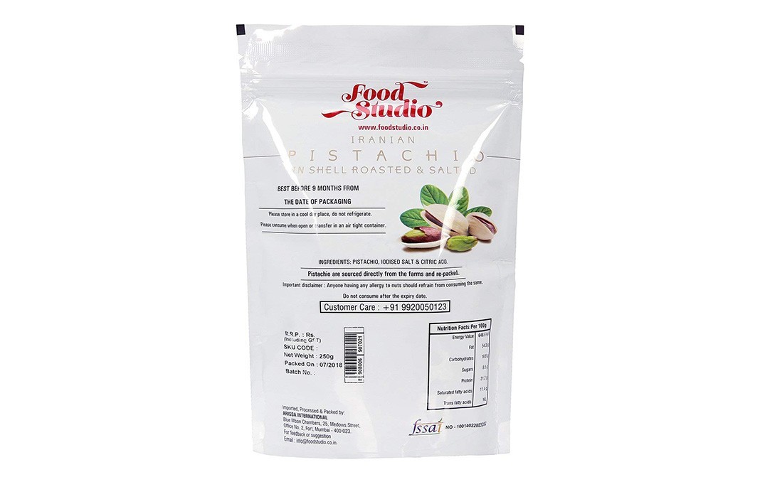 Food Studio Iranian Pistachio    Pack  250 grams